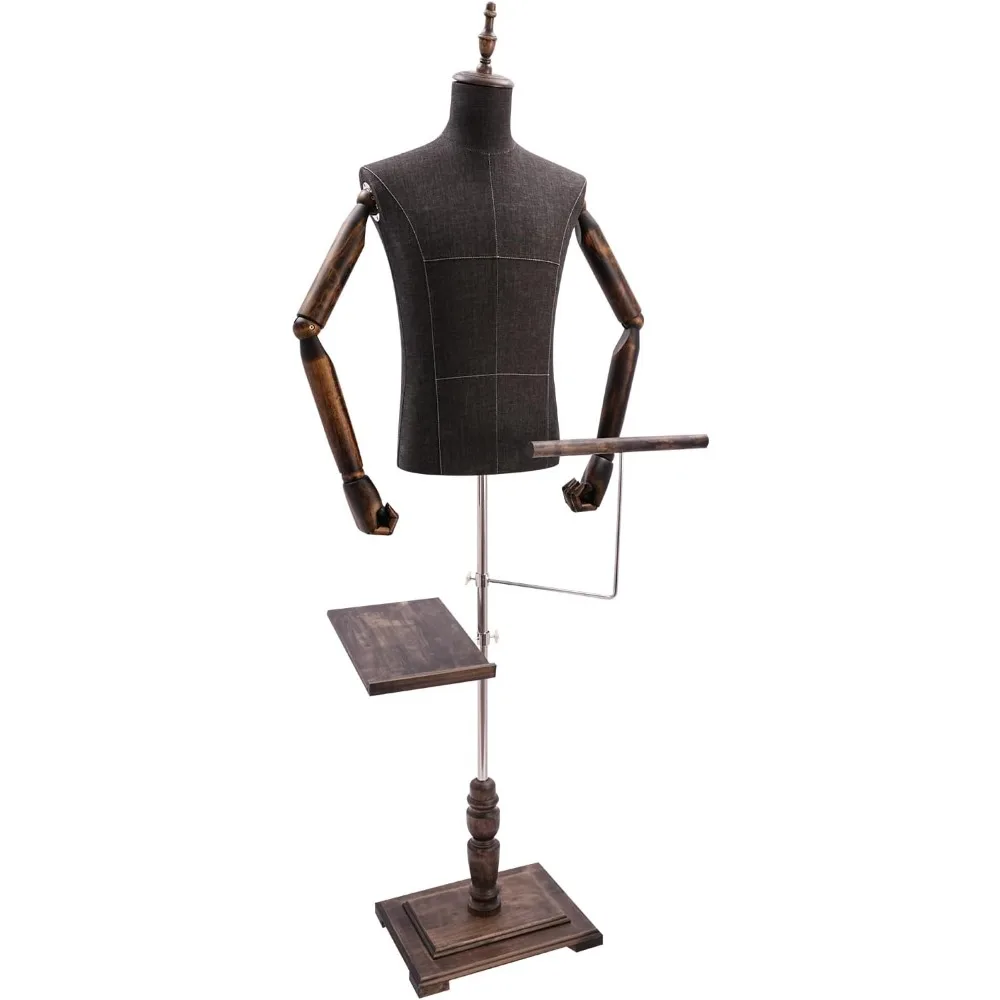 

Male Mannequin Torso Dress Form, Detachable Arms Sewing Dress Model M-annequin, Mannequin Display with Solid Stand