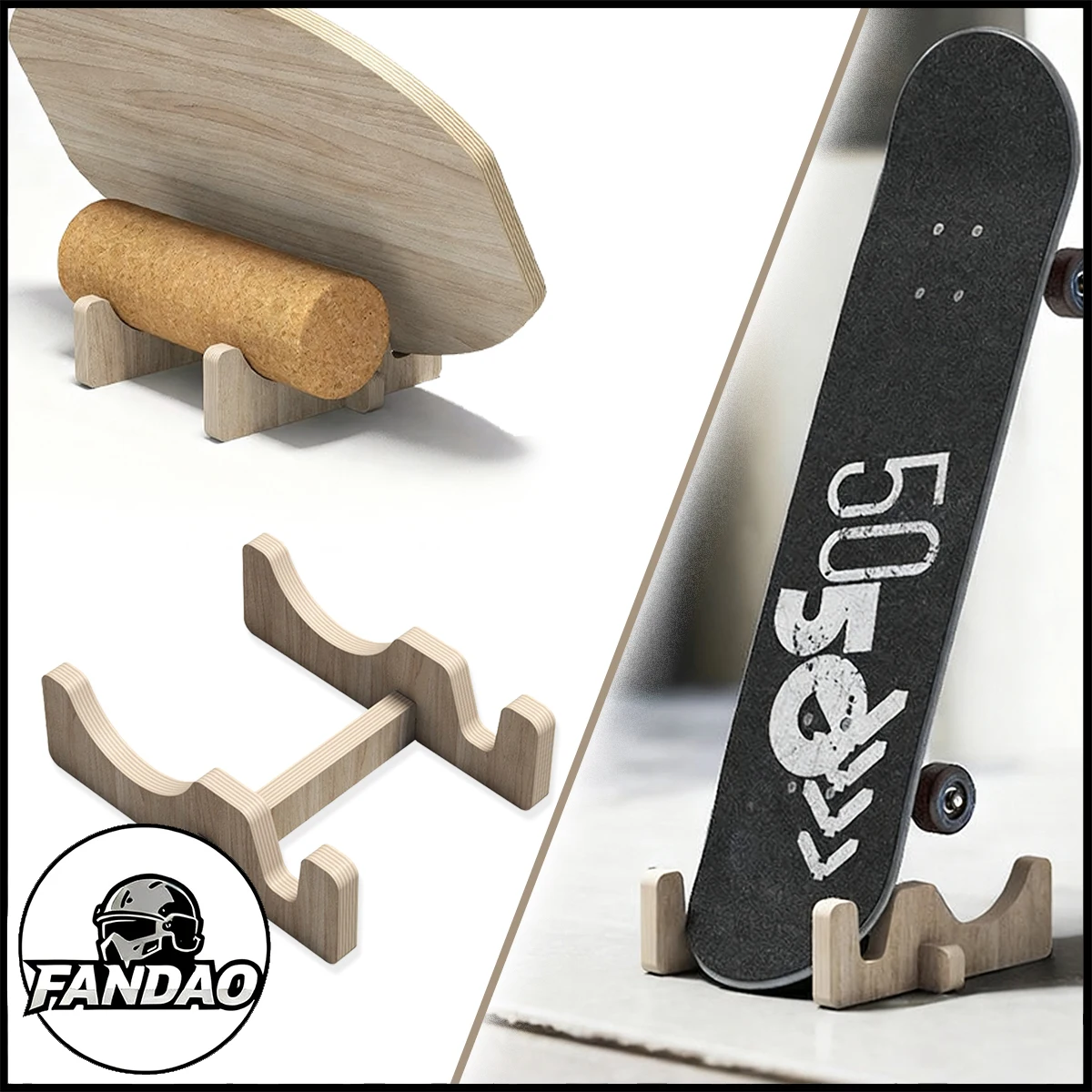

Wooden Balance Board Stand Portable Base Skateboard Storage Rack Multifunctional Land Sports Ski Surfboard Stand Display Rack