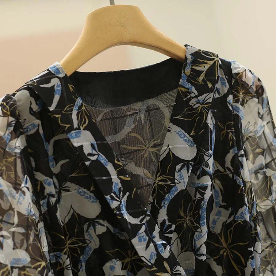 กระโปรงทรงเอไลน์ยาวปานกลาง ผ้าโพลีเอสเตอร์ เอวสูง ทรงเข้ารูปช่วงเอว ดีไซน์ลายดอกไม้ สไตล์เกาหลี เหมาะสำหรับใส่ไปทำงาน