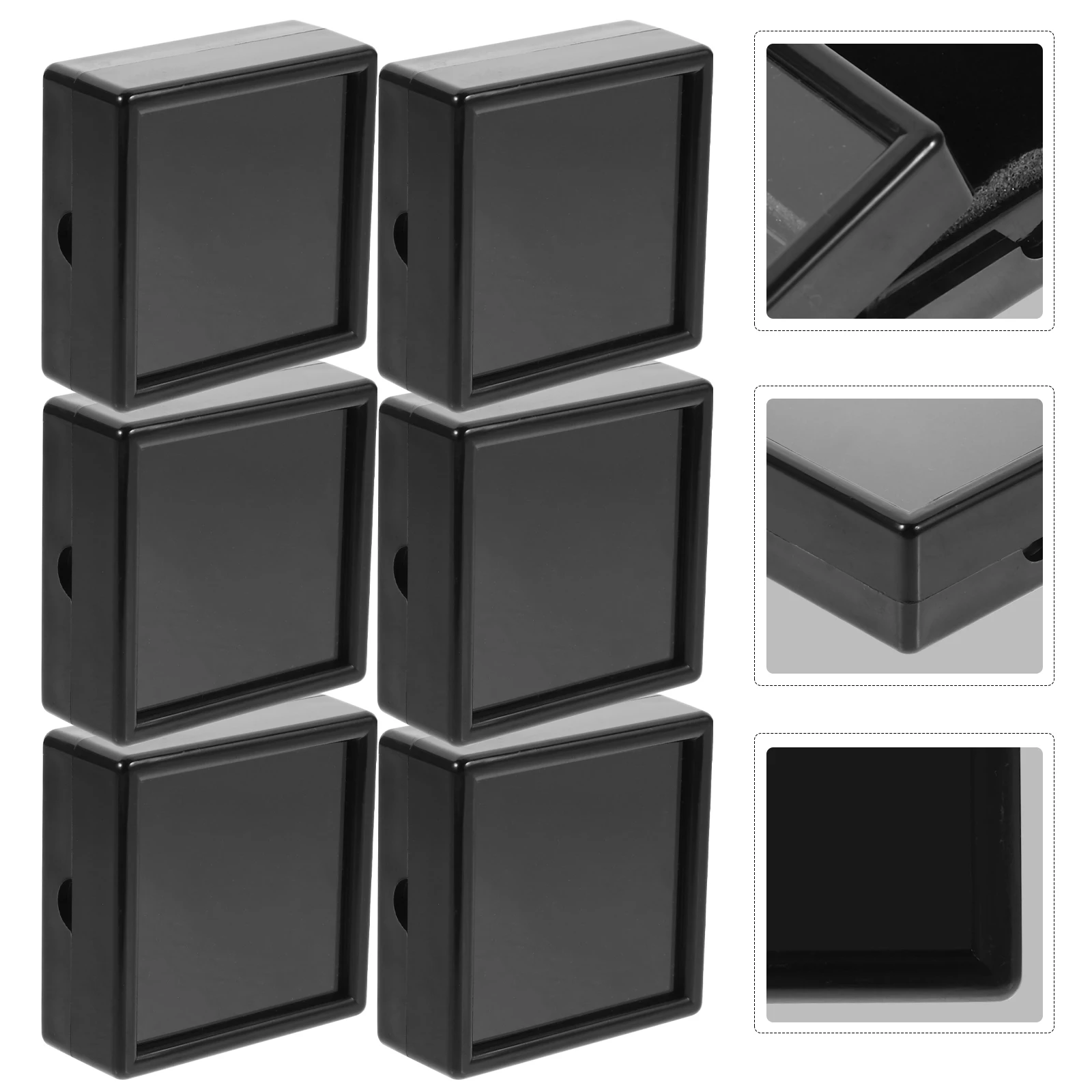 

6pcs Gemstone Display Cases ABS Jewelry Storage Boxes Lightweight Compact Medal Brooch Pin Holder Clear Lid Scratch Protection