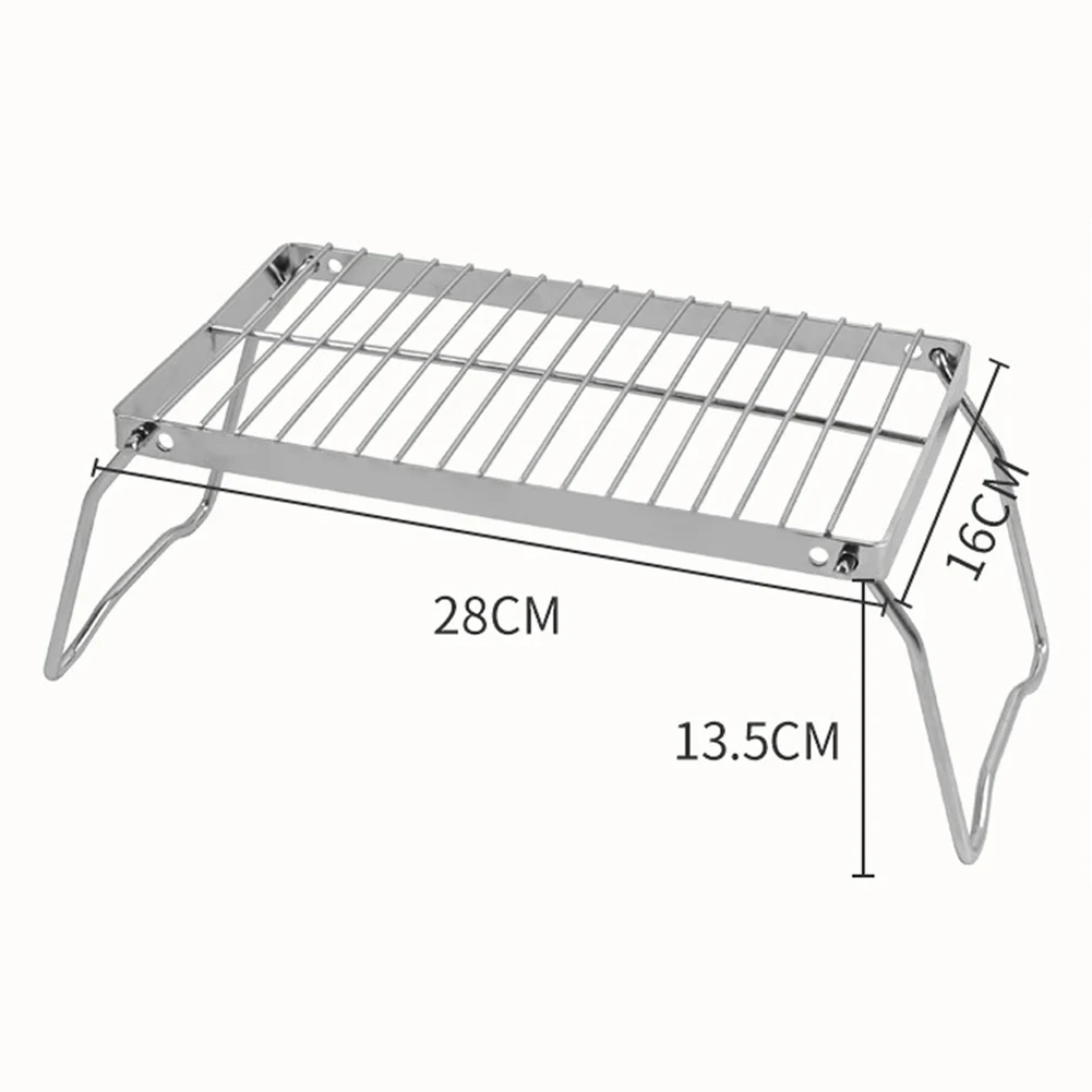 

There Are Two Holes On The Side Barbecue Grill Light Brightness Grid Grill Silver White Stainless Steel Foldable