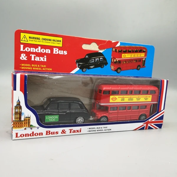 Metal 1:43 CAR Model London Taxi Double Decker Bus Set Single Box Collect Toy Figures