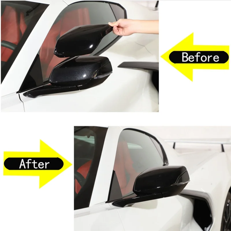 

LGW-uFor Corvette C8 2020-2023 Bright Black Side Door Rearview Mirror Cover Trims Car Accessories Left+Right