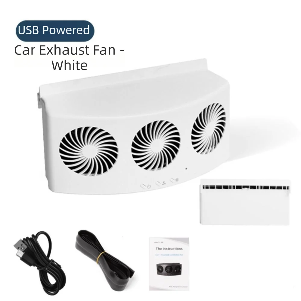 High Wind Power Car Exhaust Fan 2 Head Design 3 Head Design Ventilation Fan Heat Dissipation Cooling Function