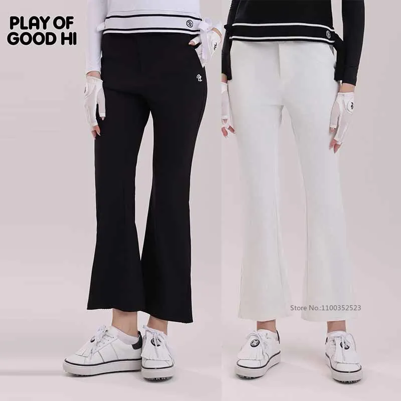 PL New Golf Pants Women Fashion Thin High-waisted Flared Trousers Breathable Elastic Long Pants Quick-dry Sports Sweatpants
