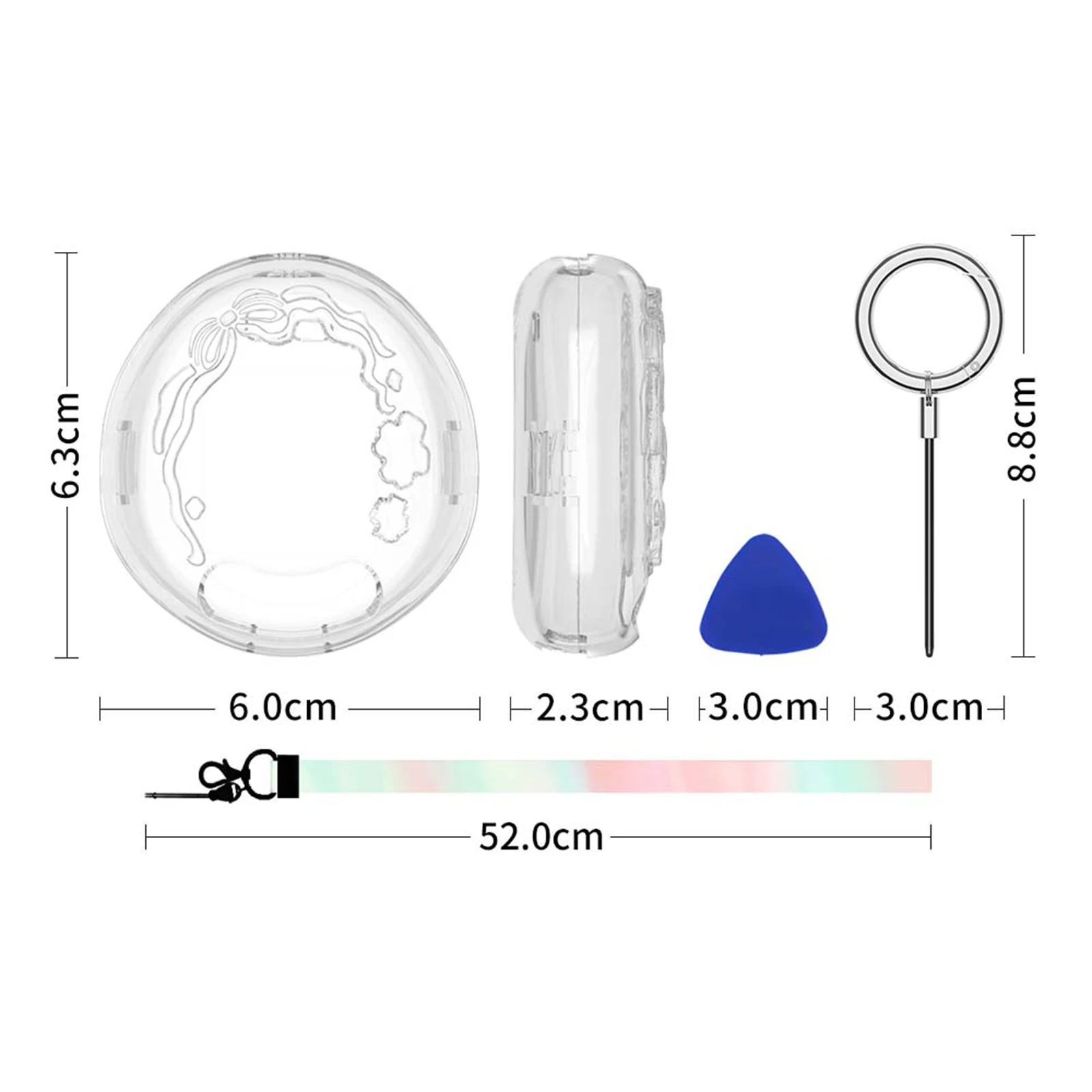 Clear Case with Keychain for Tamagotchi Uni Transparent Hard Display Box Anti-Scratch Transparent Protective Case
