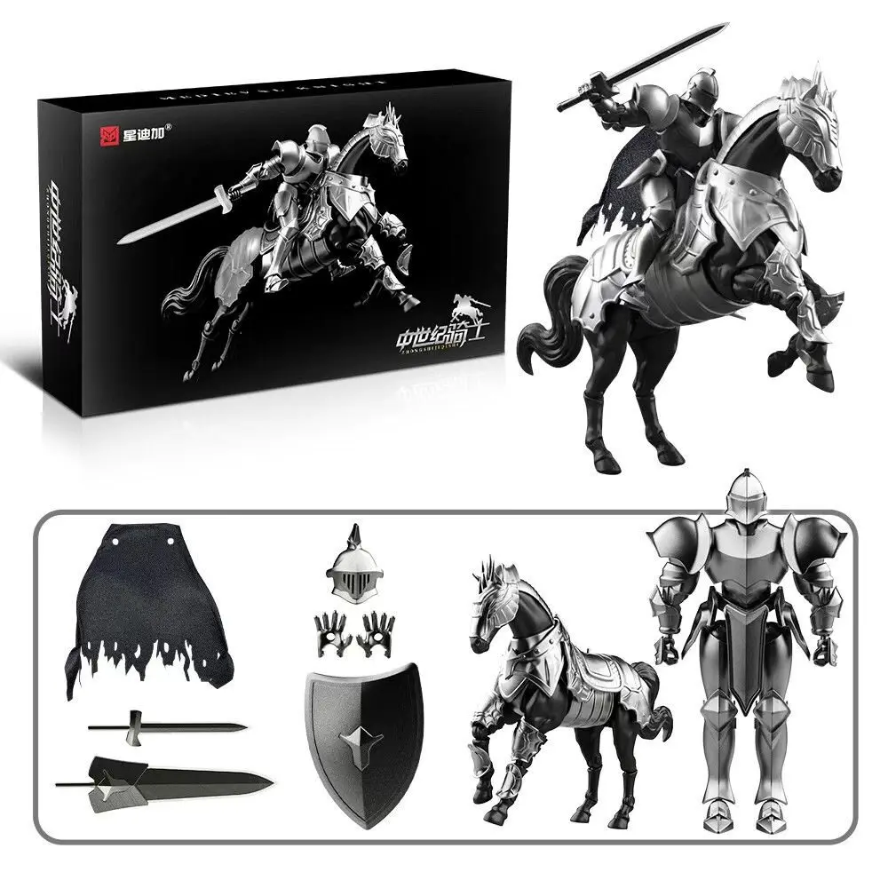 Xingdi Medieval Heavy Armor Knight Horse Model Articulated Mecha Action Figure Metallic Paint Assembly Toy Collectible Ornament