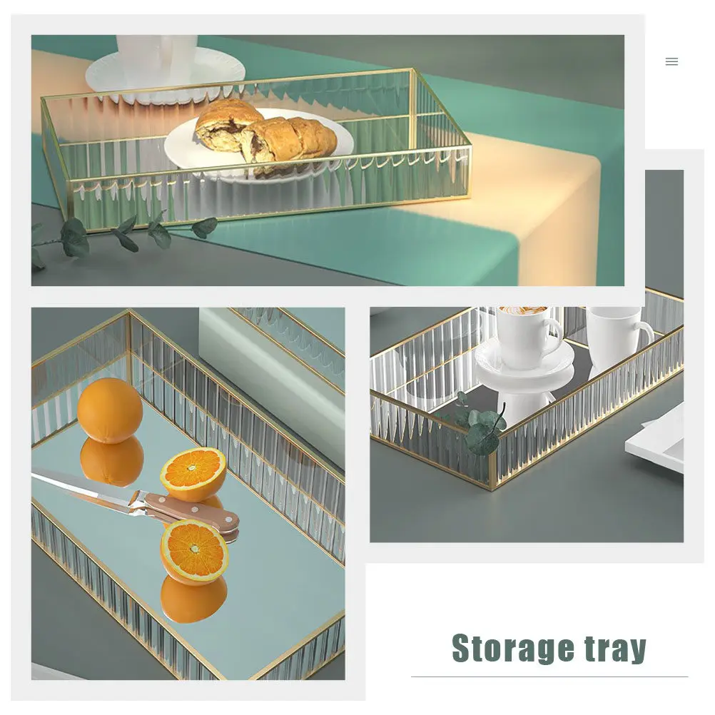 Lightweight Glass Makeup Holder for Vanity Countertop Bathroom Balcony Bedroom Shampoo Lotion Cosmetics Toiletries Jewelry