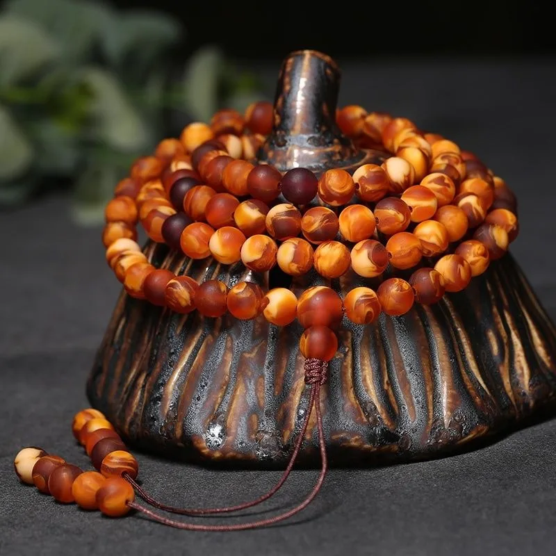 

108 Beeswax, Amber Wax Round Bead Bracelet, Buddha Beads for Men and Women