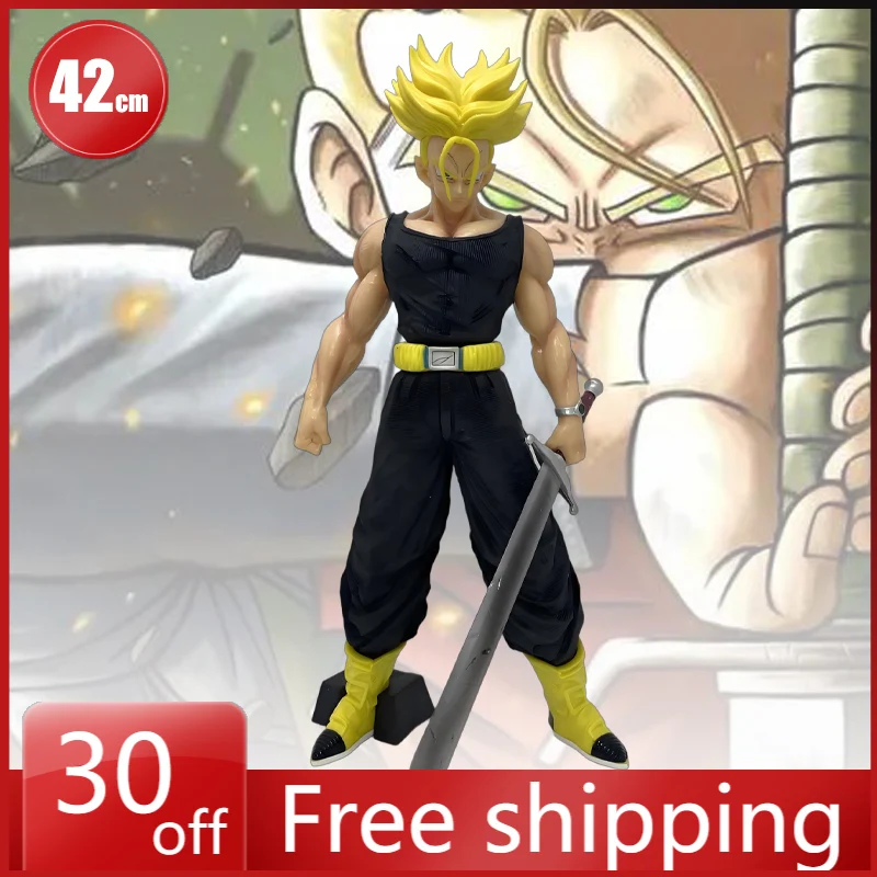 

42cm Dragon Ball Figure Torankusu Super Saiyan Hold A Sword Standing Posture Anime Collection Model Ornaments Holiday Gifts Toy
