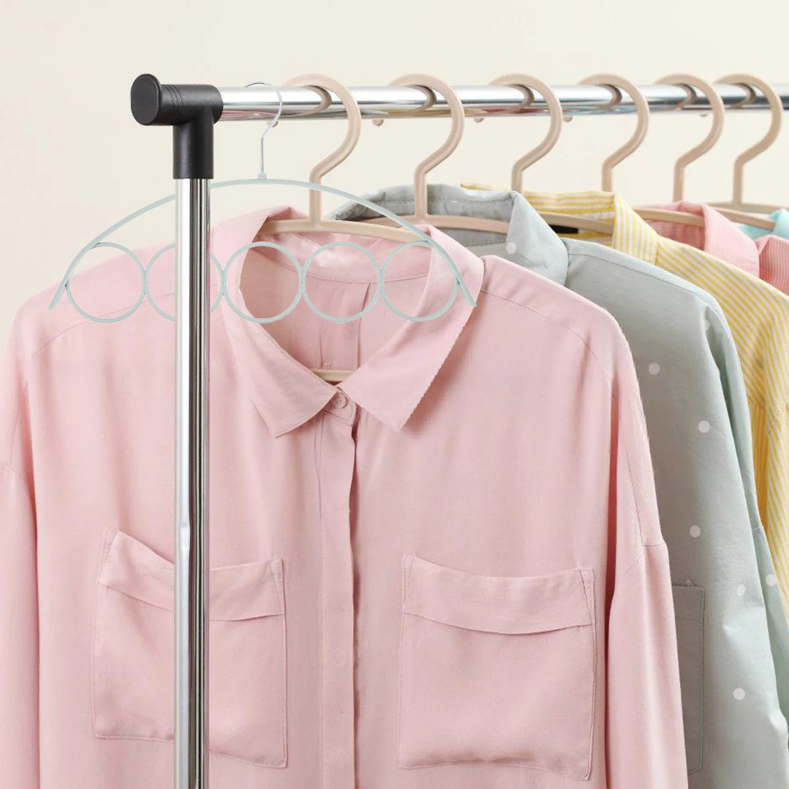 

4Pcs Scarf Tie Hanger Plastic 5 Rings Non-Slip Space-Saving Closet Organizer Belt Rack Beige Scarf Tie Hanger