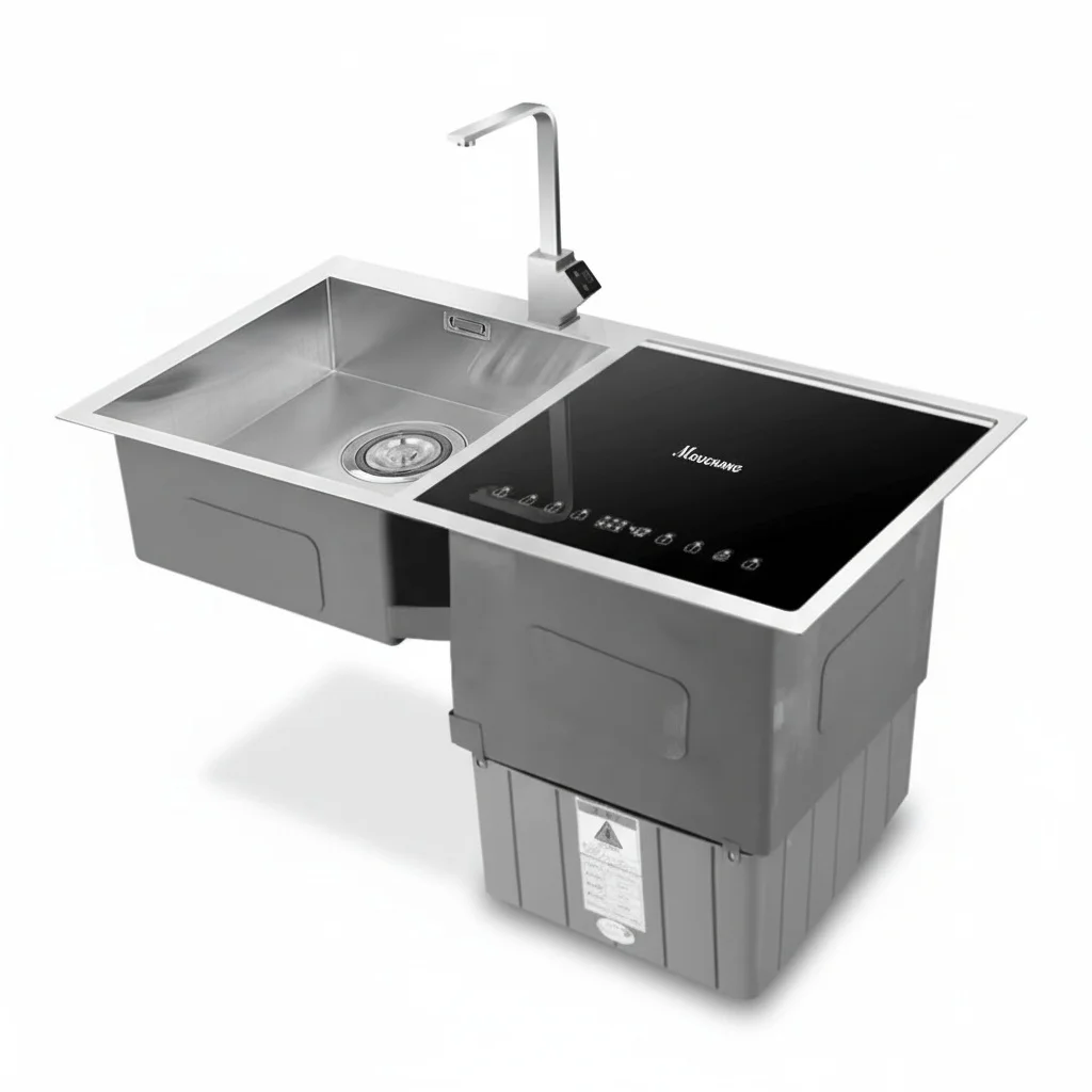 Sink Dishwasher, Stainless Steel Multifunction Dish Washing Machine, Touch Control Fruit and Vegetable Washer, Countertop