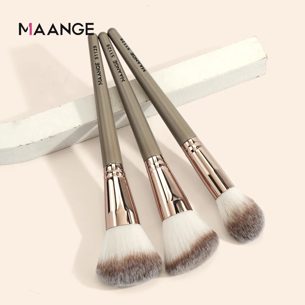 MAANGE-Ensemble de pinceaux de maquillage pour femme, fond de teint cosmétique, poudre, fard à joues, mélange Kabuki, outils de beauté, poils doux et moelleux, 3 pièces