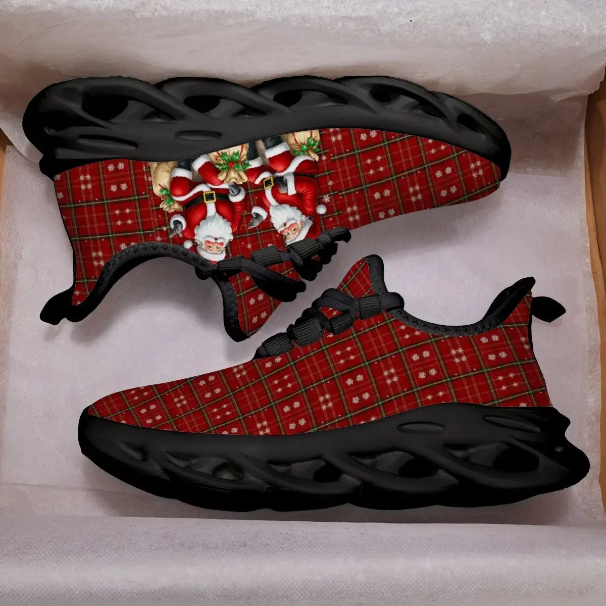 Sepatu Olahraga Ringan Bertema Festival Natal untuk Anak-Anak dengan Desain Kasual, Ukuran Besar, Lembut, dan Bernapas dengan Tali Sepatu