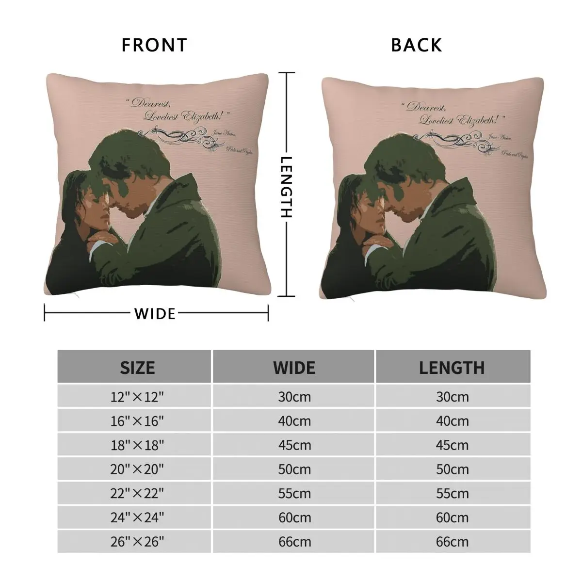Pride And Prejudice Loveliest Elizabeth Square Pillowcase Polyester Linen Velvet Creative Zip Decor Throw Pillow Case Bed Cover