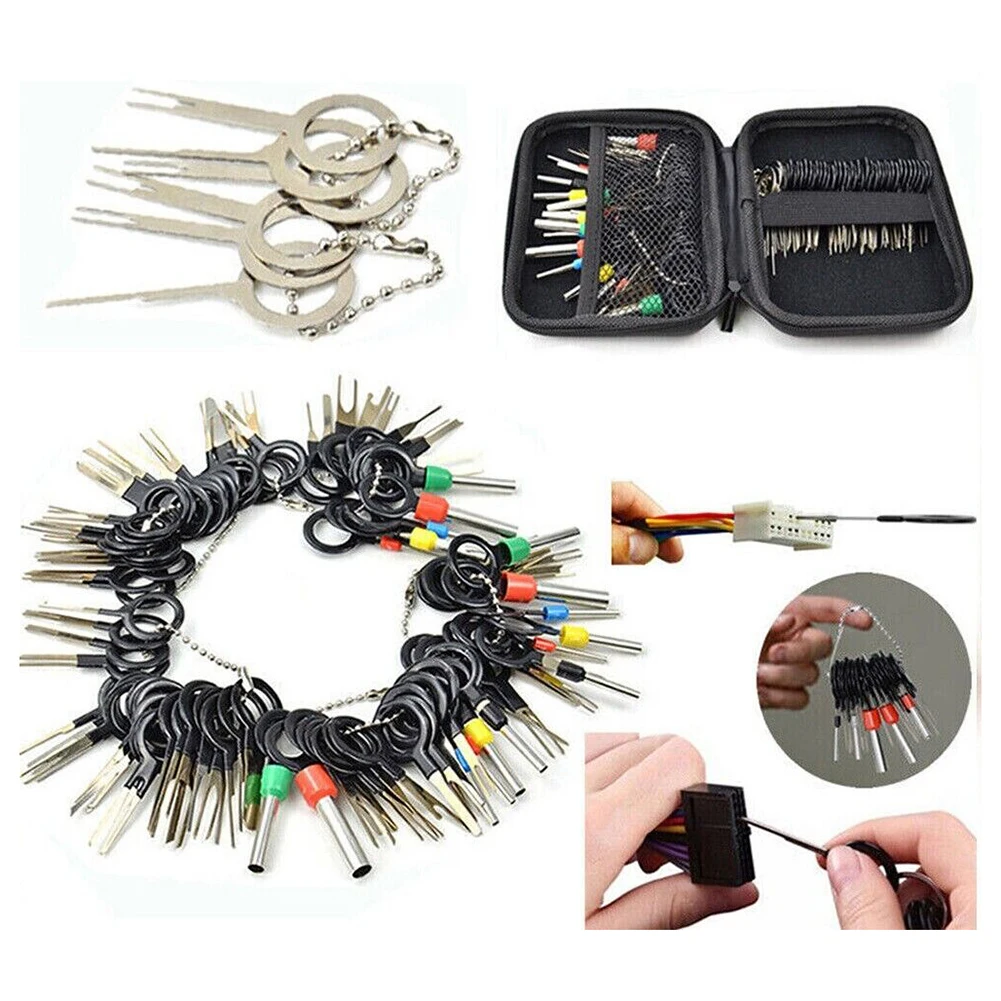 100Pcs Auto Terminal Entfernung Reparatur Werkzeuge Elektrische Verkabelung Crimp Stecker Pin Extractor Kit Schlüssel Automotive Stecker Abzieher