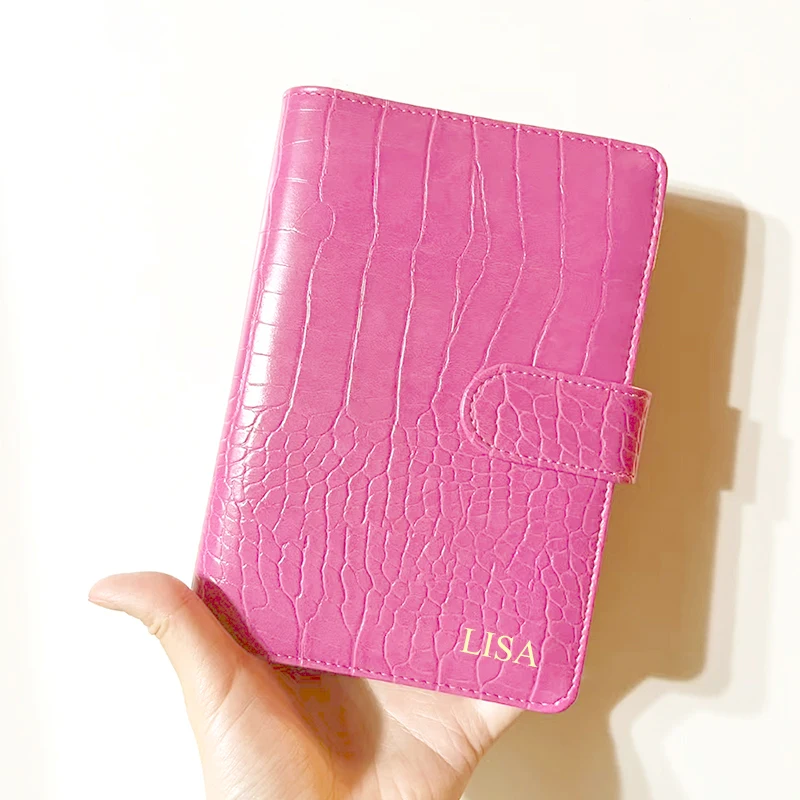 Crocodile Leather Pattern A5 Notebook Custom Name Travel Passport Holder With Card Slots Multifuction Wallet Loose-leave Diary