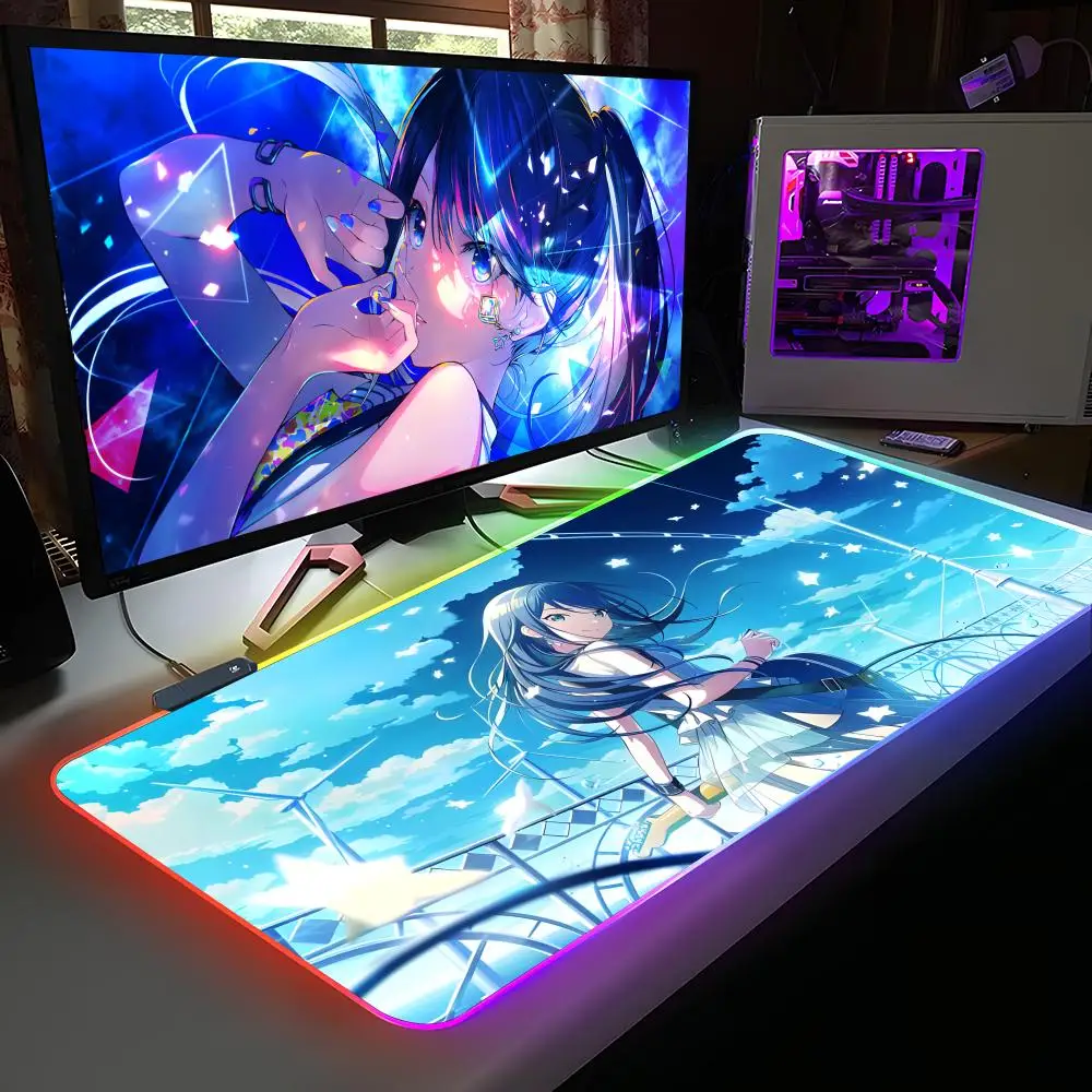 

Anime Holo Hoshino Ichika Mouse Pad RGB Rubber Computer Laptop Official Game Colored esports Aesthetic Pretty Fashion Luxury Mat