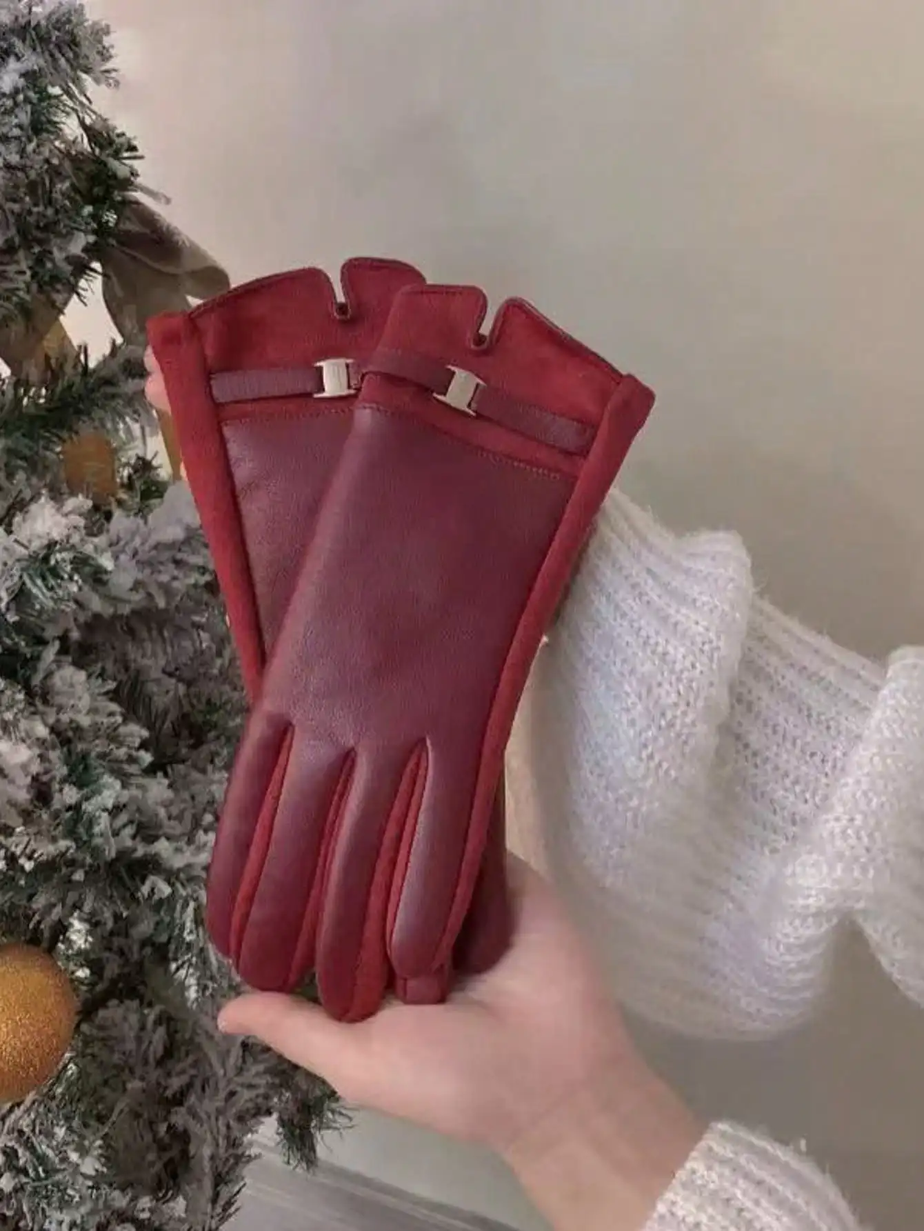 1 زوج المرأة أنيقة بلون بولي Rivets المسامير جزءا لا يتجزأ من قفازات الشارع عادية للرياضة في الهواء الطلق الناضجة الخريف الشتاء هالوين