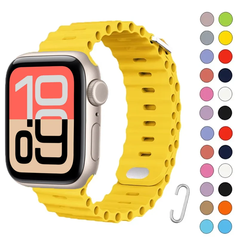 Original Ocean strap For Apple Watch Ultra 2-3 49mm Band 9 8 7 45mm 41mm 40 44mm Silicone Bracelet iWatch S10 S11 46mm 42mm band