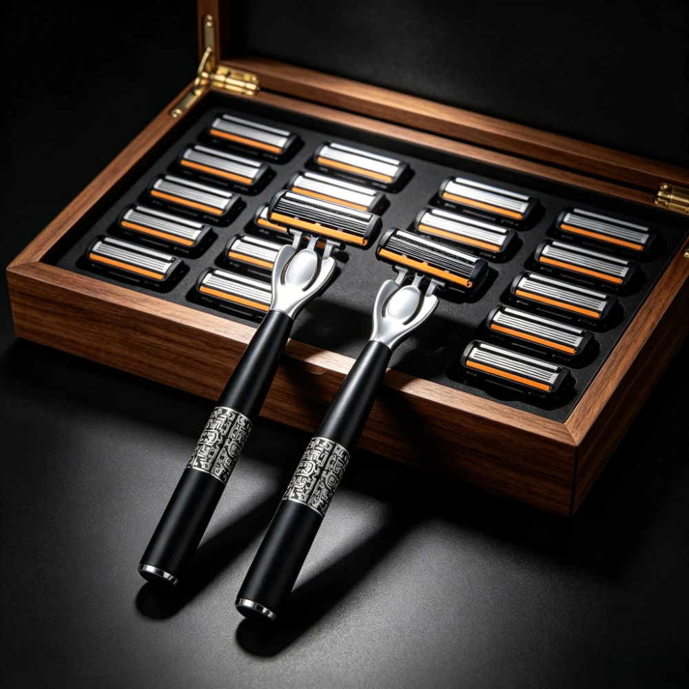 Men's Manual Razor 6-Layer Precision Blade System Replaceable Refills, Long-term Use, Men & Women Suitable Great Gift for Dad