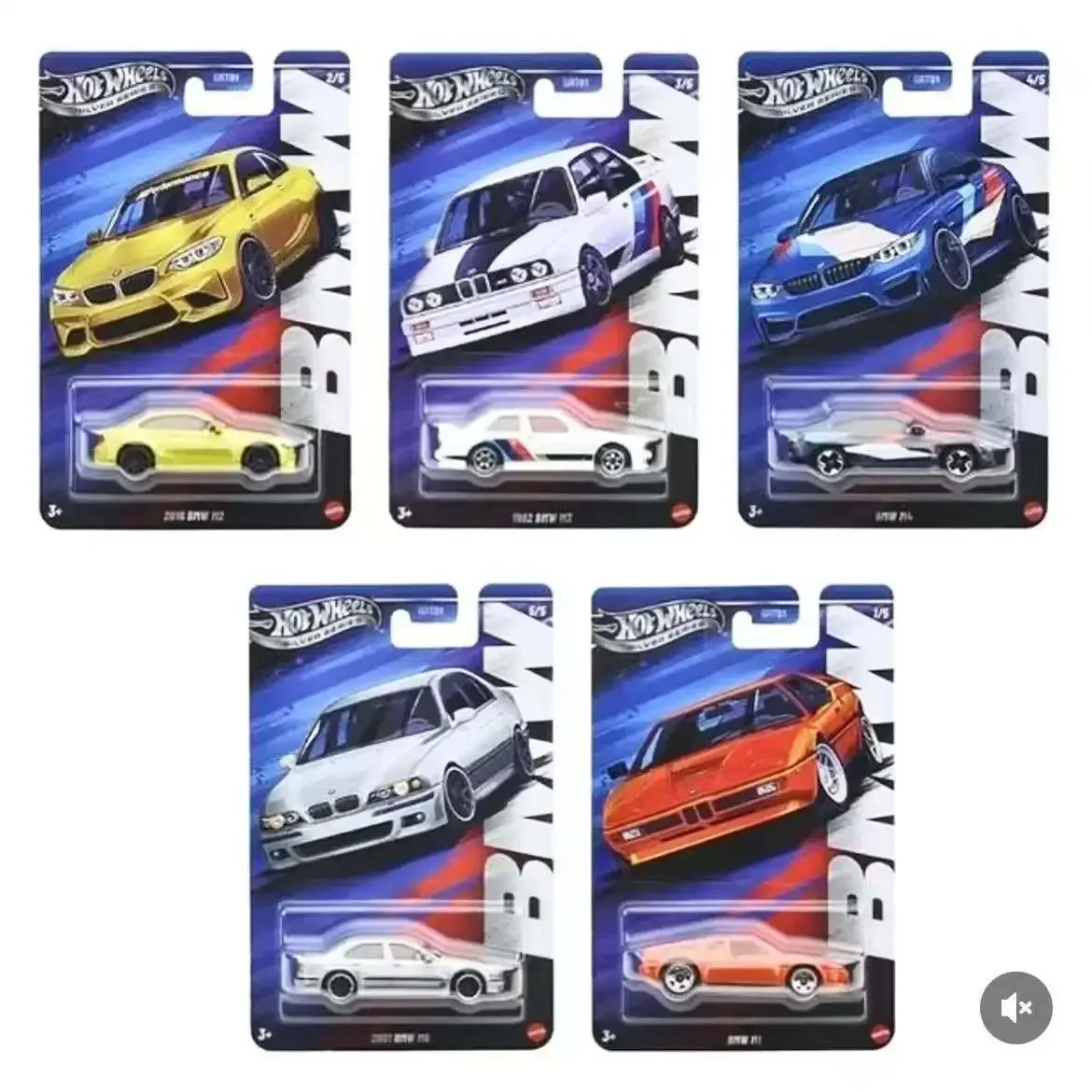Hot Wheels BMW 1:64 Diecast Silver Series M1 M2 M3 M4 M5 modelo coche niños vehículo de juguete regalo de cumpleaños GRT01