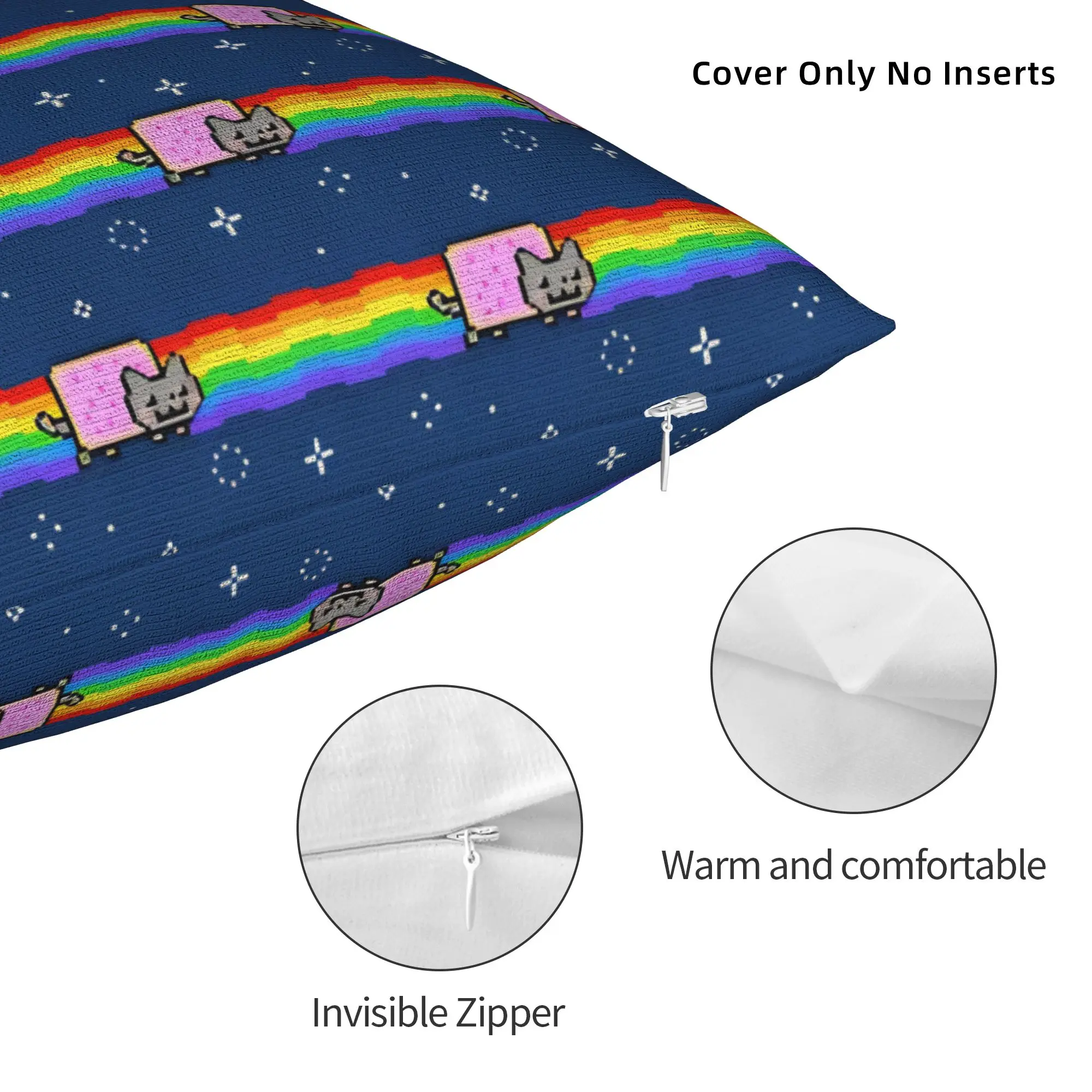 Nyan-Cats Rainbow Funny Game Pillowcase Printing Polyester Cushion Cover Gift Internet Meme Pillow Case Cover Home Square