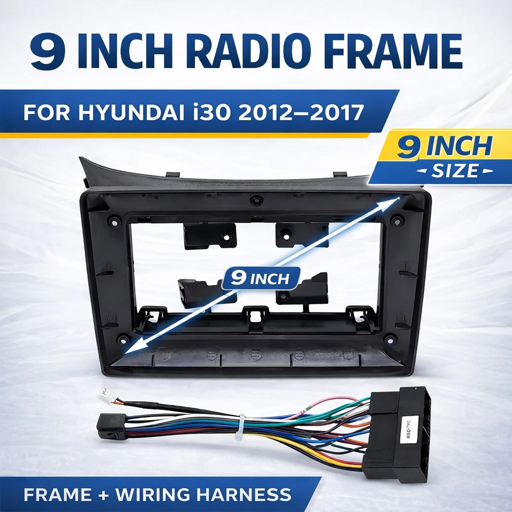 Marco de radio para coche de 9 pulgadas y arnés de cableado para Hyundai i30 GD Elantra GT i30 2012-2017, kit de instalación de estéreo