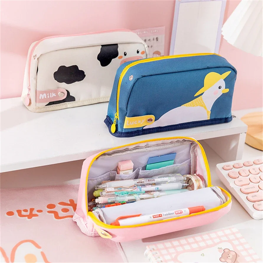 Pencil Cases Kawaii Stationery Pencilcase School Supplies Fold Case Cute Pen Bag Big Pouch