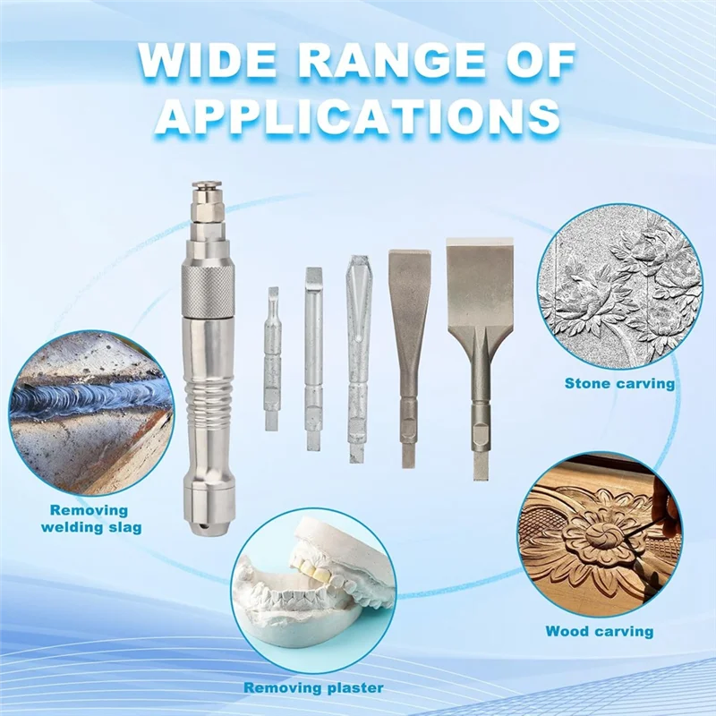 CYCLI-Micro-Air Flux Chipper لإزالة الجص لحام الخبث الحجر ونحت الخشب مع مفتاح القدم و5 الأزاميل WL-12595K #4