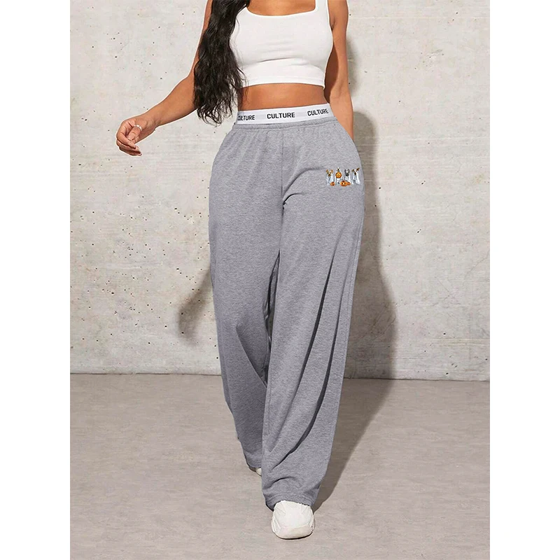 Autumn Women\'s Pants Halloween Cartoon Print Casual Loose Women\'s Wide Leg Pants Webbing Fashion Female Clothing