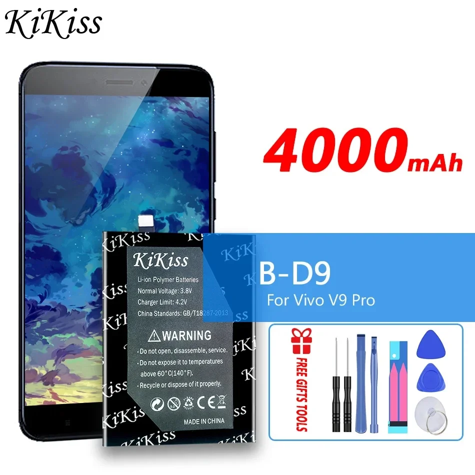 

Мощный аккумулятор KiKiss B-D9 BD9 4000 мАч для Vivo V9 Pro V9Pro/Y85 Y85A Z1 Z1i Y89, аккумуляторы для мобильных телефонов