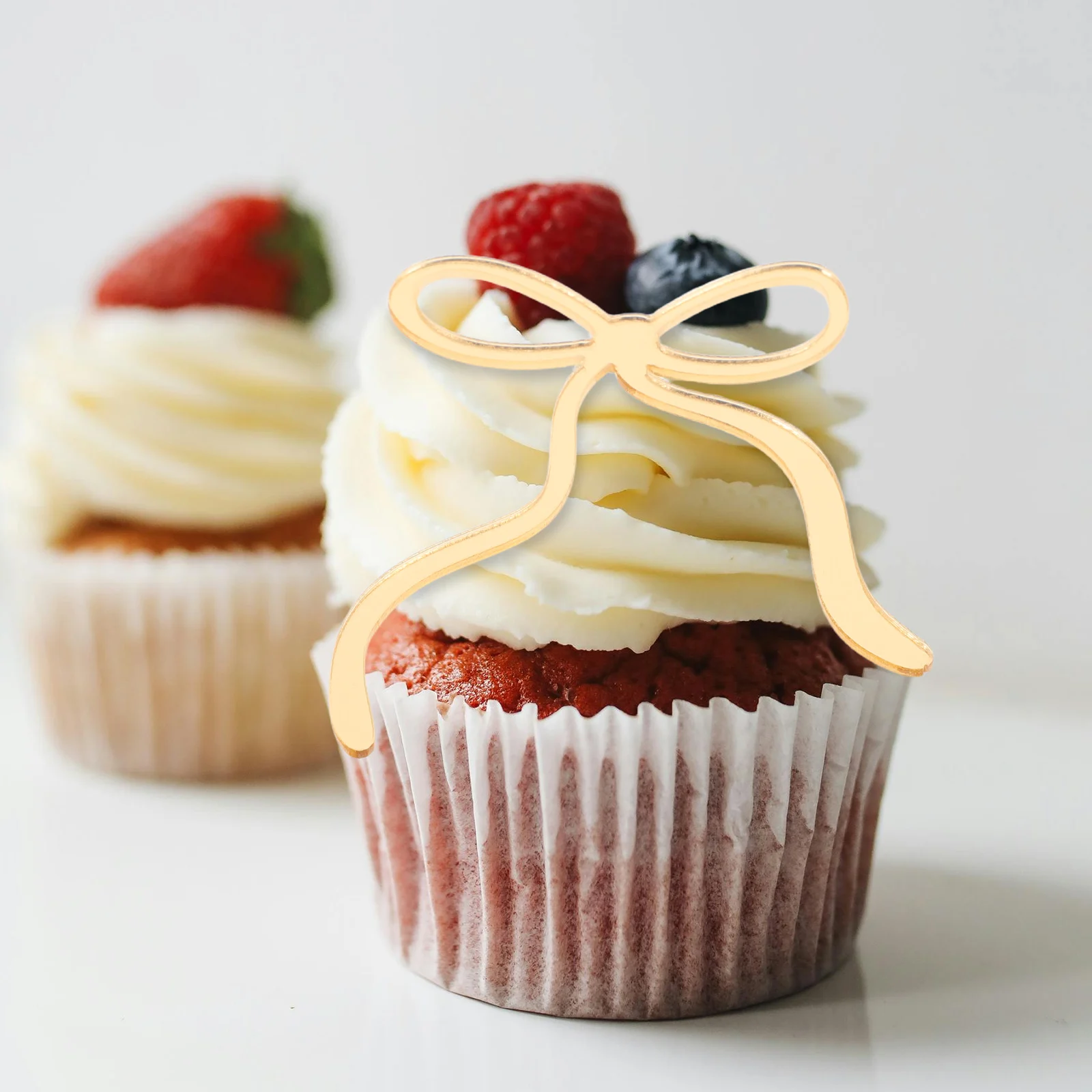 

10 Pcs Bow Cake Decoration Bowknot Topper Ornament Birthday Toppers for Cakes Women Decorations Cupcake Tie