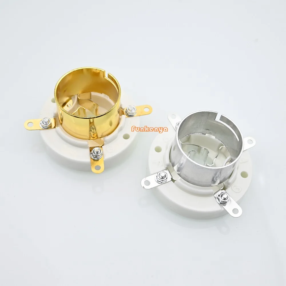 1 Piece GZC4-3B Big Size 4 Pins Tube Socket Silver Gold Plated Amplifier Kits For 805 845 211 FU-5 Ceramic Base