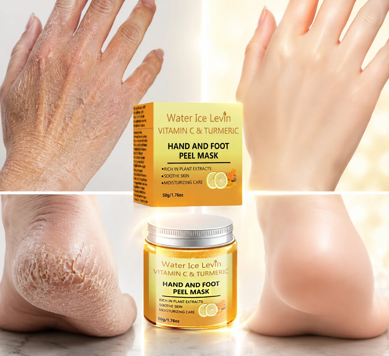 Vitamin C Turmeric Hand Foot Wax Mask Cleansing Smoothing Repair Brightening Exfoliating Anti Dry Hand Foot Care Mask