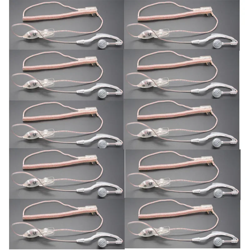 10PCS 2-Pin Flexible Transparent Wire Headset PTT Mic Eearhook for Kenwood TYT Baofeng UV5R UV-5R BF-888S CB Radio Accessories