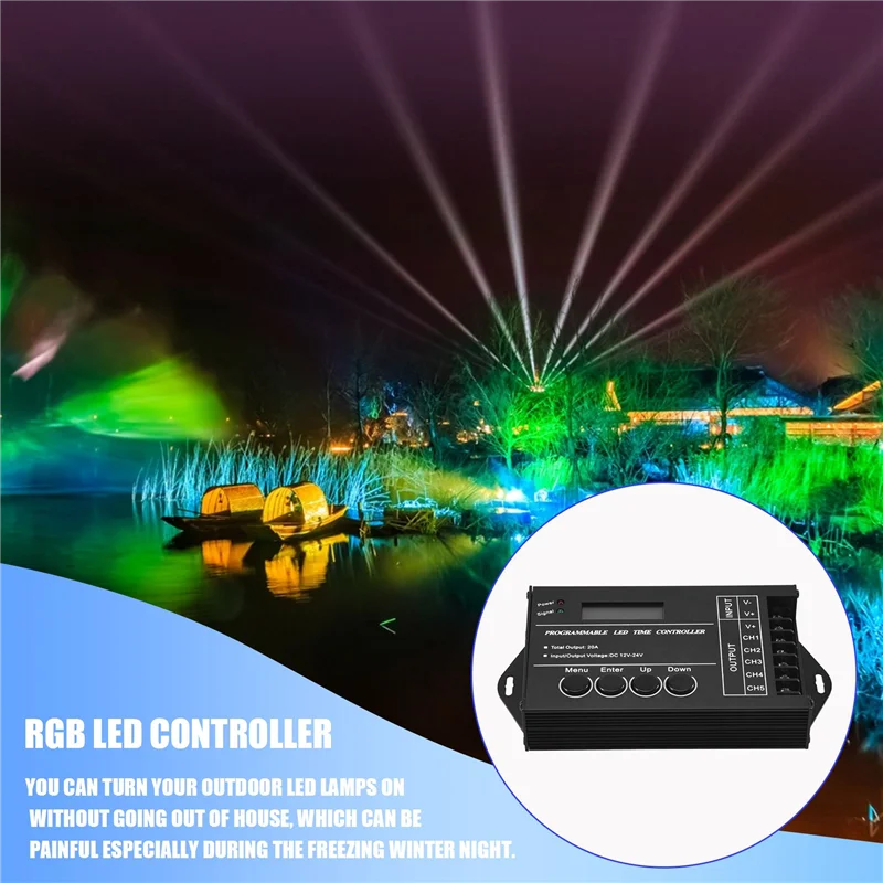 

A07F-TC420 Time Programmable RGB LED Controller DC12V-24V 5 Channel LED Timing Dimmer