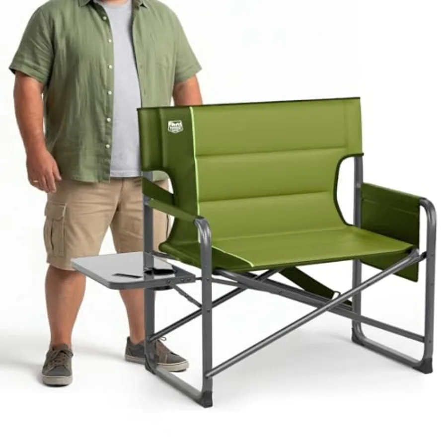 

XXL Director's Chair Heavy Duty Folding Camping Chair for Adults 500lb Capacity Extra Wide Padded Seat for Camping Sports Lawn