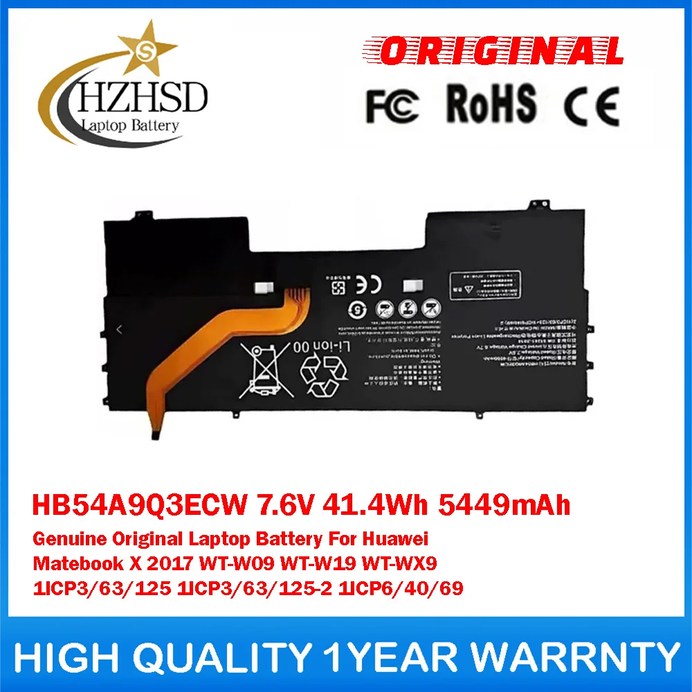 

HB54A9Q3ECW 7.6V 41.4Wh 5449mAh Genuine Original Laptop Battery For Huawei Matebook X 2017 WT-W09 WT-W19 WT-WX9 1ICP3/63/125