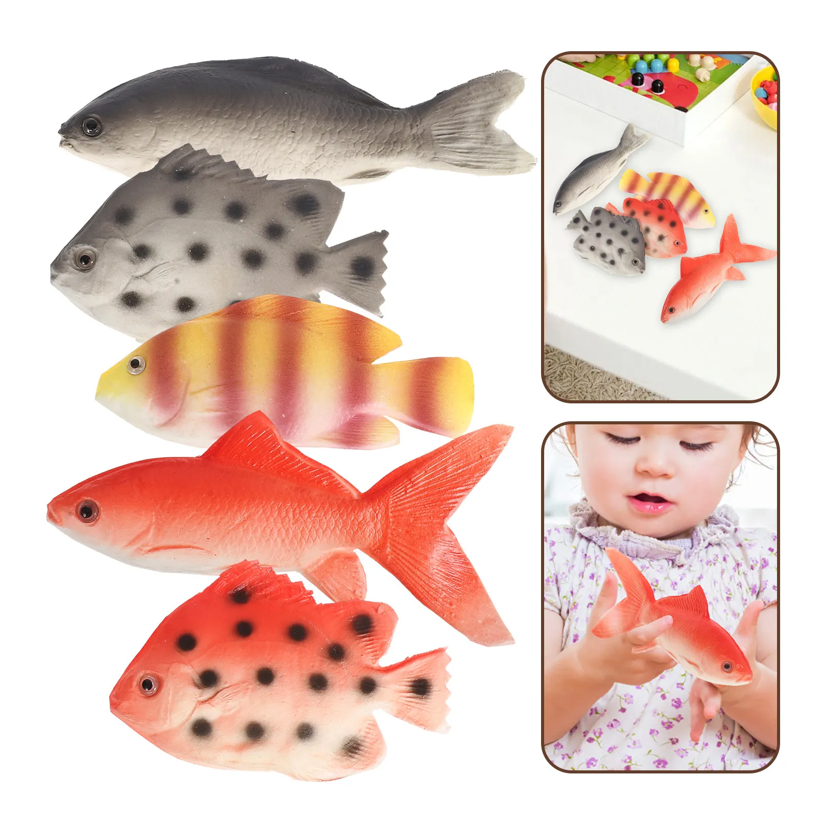 5Pcs Simulation Fish Realistic Figures Ocean Animals Decorative Educational Photography Display Artificial Fish