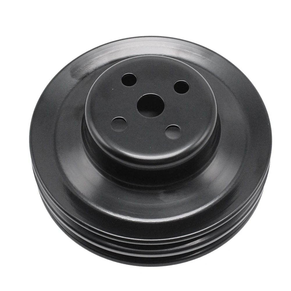 N26R-Car Water Pump Pulley 2 Groove Black Steel For Ford Small Block 260 289& 351W Motors- For 1965- 1969 8975BK