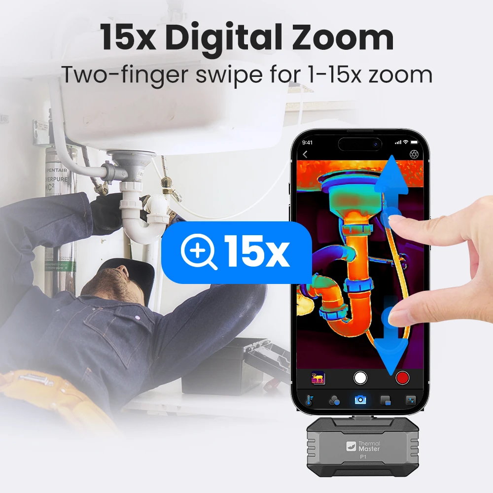 Kamera termowizyjna 320*240 X³IR o rozdzielczości P1 do iPhone'a 15/16/17 i smartfonów z systemem Android, termowizor na podczerwień z portem Type C.