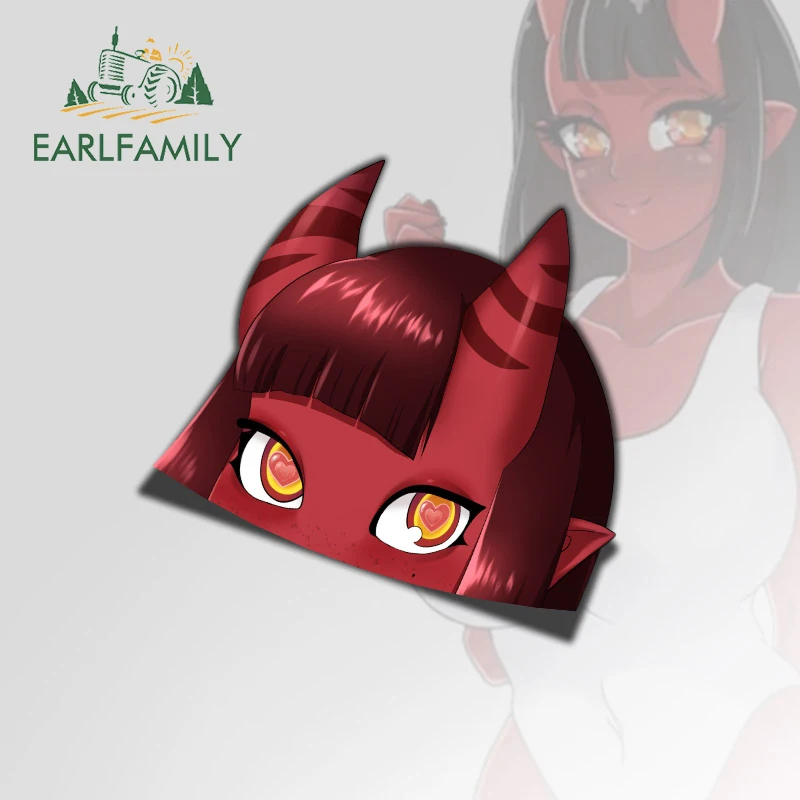 EARLFAMILY 13 سنتيمتر x 11.2 سنتيمتر لفتاة الشيطان ميرو نظرة خاطفة سيارة ملصقا انسداد خدش ملصق الإبداعية واقية من الشمس الفينيل ويندوز الرسومات