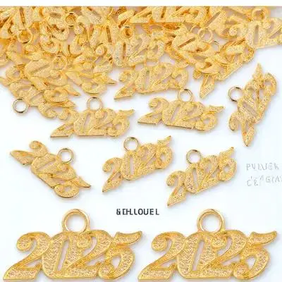 

100pcs 2025 Silver Doctor Hat Pendant Necklace Earrings Bracelet Charms DIY Crafts Jewelry Making Accessory Year Pendants