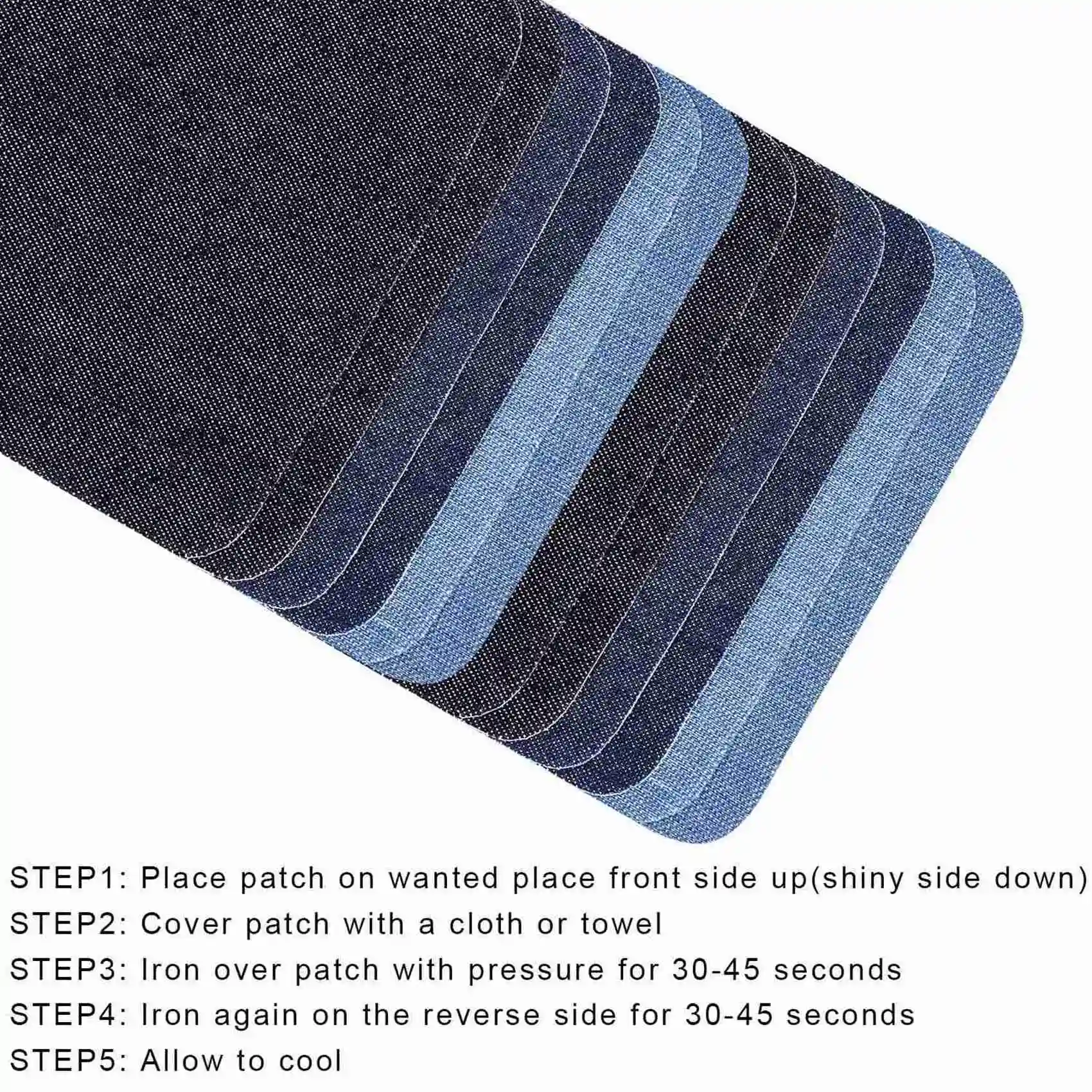 TEXU Iron On Denim Patches For Clothing Jeans 24 Pcs, 3 Colors (4.9 Inch X 3.7 Inch)