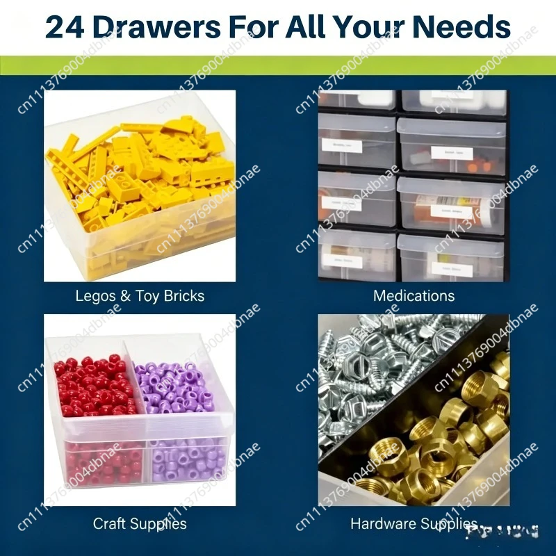 New-24-Drawer Plastic Drawer Storage Cabinet for Garage Organization, Bead Organizer, Building Bricks Storage, Teacher Toolbox,