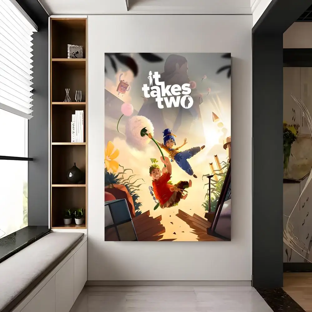 game cooperative I-It Takes Two Poster Chic Visual Removable Wall Print Room Ornament for Bedroom & Dorm