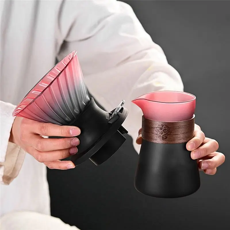 A21I-Dumping Coffee Set With High Boron Glass And Silicon Drop Sharing Pot, Manual Coffee Brewing Kit For Dumping Pot