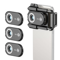 APEXEL New Upgrated 100X-200X Microscope Lens 3in 1Phone Camera Lens Kit Macro Lenses with LED Light for almost All Smartphone