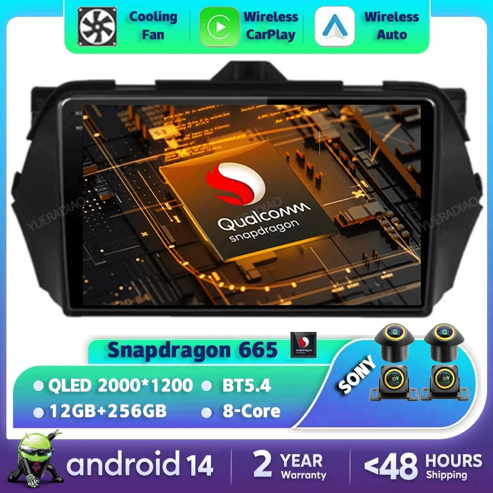 Автомобильный радиоприемник Android 14 для Suzuki Alivio Ciaz 2014-2019 GPS NAVI BT Мультимедийный стерео видеоплеер 2DIN Головное устройство QLED 4G WIFI